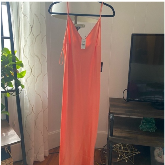 Express silk orange slip dress - Picture 2 of 6